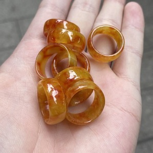 Jadeite แหวนหยกธรรมชาติสำหรับชายหญิง,แหวนนิ้วโป้งเครื่องประดับหินแท้ขอบโค้งตรง - Product Image 5