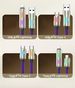 Quick Charge Type <strong>C</strong> USB-<strong>C</strong> USB PD 4-In-1 USB Multi Fast Charging Cable With LED Light Flowing for IPhones