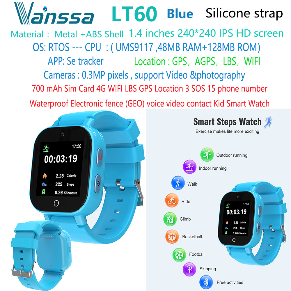 Blue LT60-4g-gps-sos-kid-smart-watch