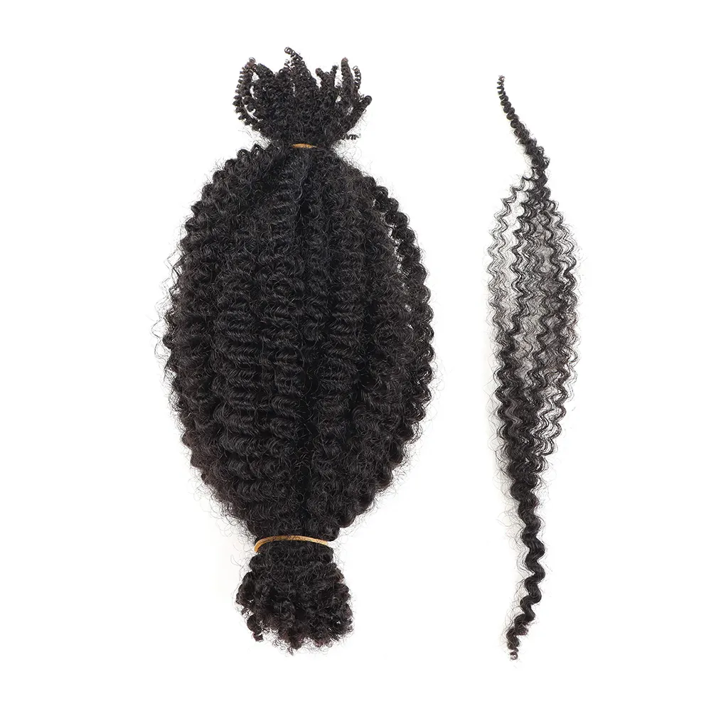 Cabelo afro torcido 100% humano, cabelo preto natural de crochê com torção Marley, cabelo largo pré-separado de 16 polegadas