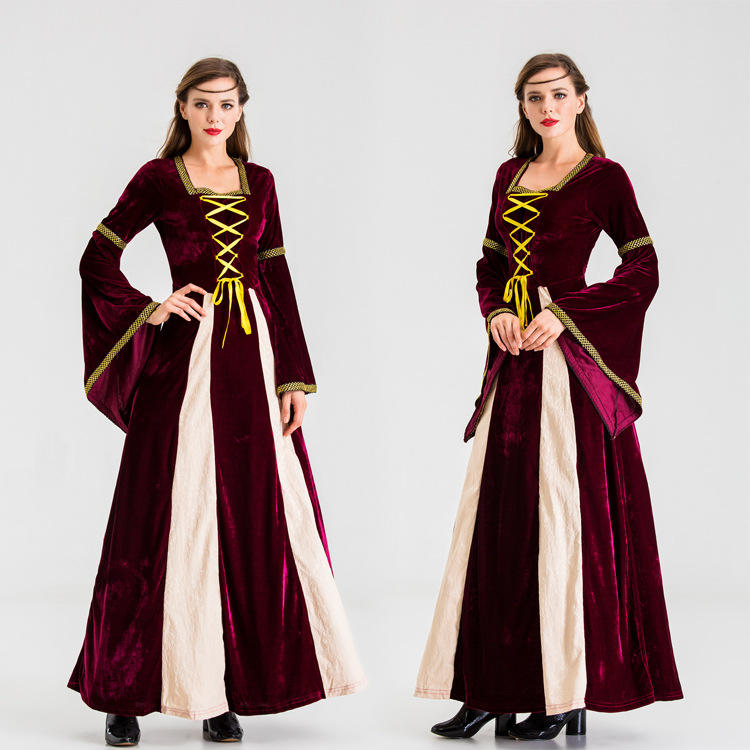 Vestido medieval renacentista color vino