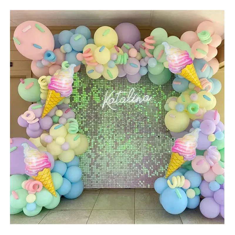 Balão De Tema De Sorvete Bonito Venda Quente Macaron Balões De Látex Garland Arch Kit Balão Para Decorações De Festa De Aniversário Da Menina