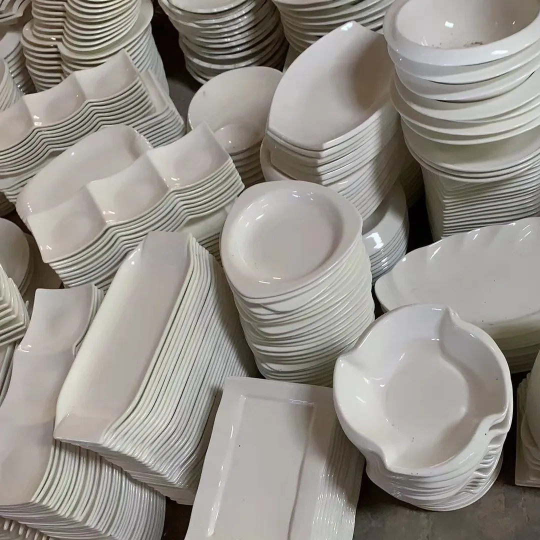 Desconto de placas cerâmicas brancas, tamanho misto, mercado, aparelho de jantar, venda quente de cerâmica por ton