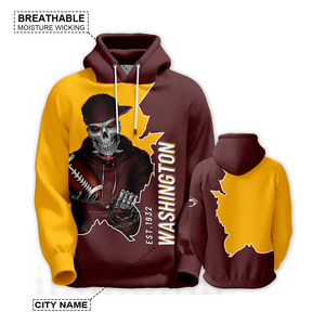 Bán Buôn Cho Các Đội Bóng Đá Đội Mũ Trùm Đầu Áo Thành Phố Skull Dài Tay Áo Bóng Bầu Dục Áo Thun Tinh Thần Đội Quà Tặng Người Đàn Ông Phụ Nữ 100% Polyester - Product Image 3