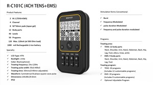 Перезаряжаемый 4-канальный стимулятор мышц Tens Ems идеально подходит для облегчения боли с помощью десятков подушечек