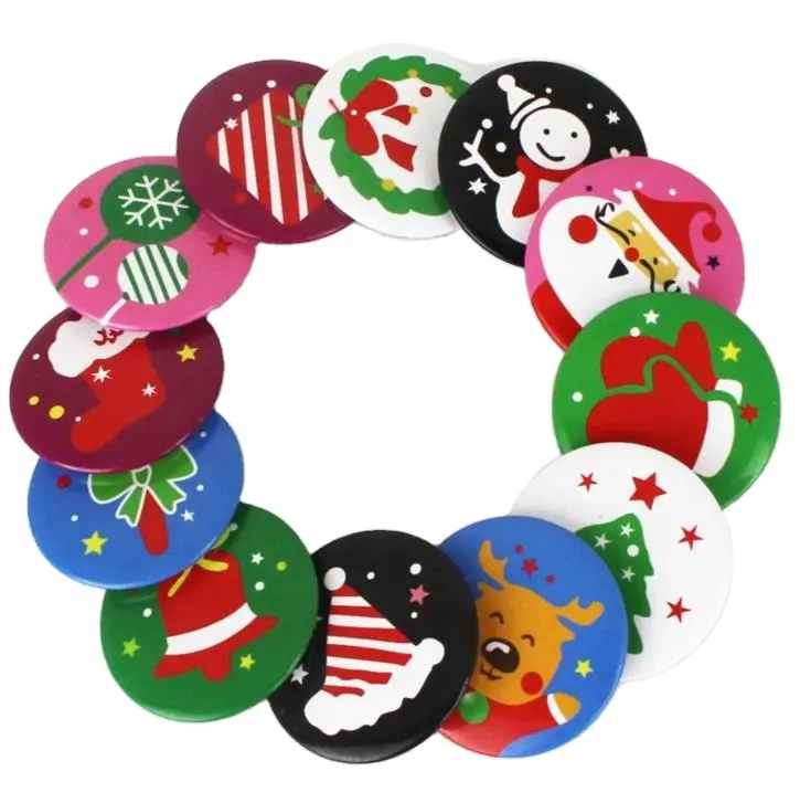 10 pièces Badge de noël motif aléatoire fête bonhomme de neige arbre de noël bas motifs bouton broche épingle cadeau de nouvel an