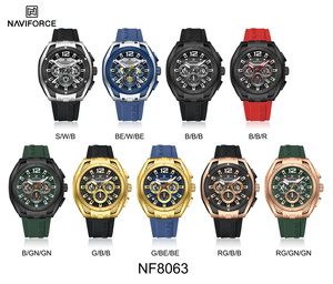 NAVIFORCE8063新しいメンズウォッチファッションスポーツ腕時計トップブランド高級クロノグラフシリコンストラップクォーツ男性時計ギフト