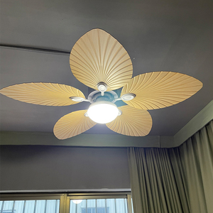 220v tropikal retro dekoratif fantezi fan tavan 5 ABS palmiye yaprağı bıçakları dc bldc uzaktan kumanda tavan fanı işık - Product Image 3