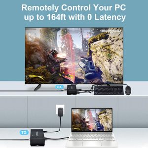 SYONG伸肌HDMI零延迟1080P 60Hz HDMI KVM发送方和接收方以太网30M 50M 60m环路输出KVM HDMI扩展器 - Product Image 5