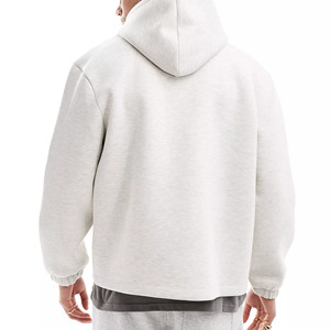 New Fashion Cotton Blank <strong>Plain</strong> Hoodies No <strong>Strings</strong> Packet Unisex Oversized Grey Hoodie for Men - Product Image 4