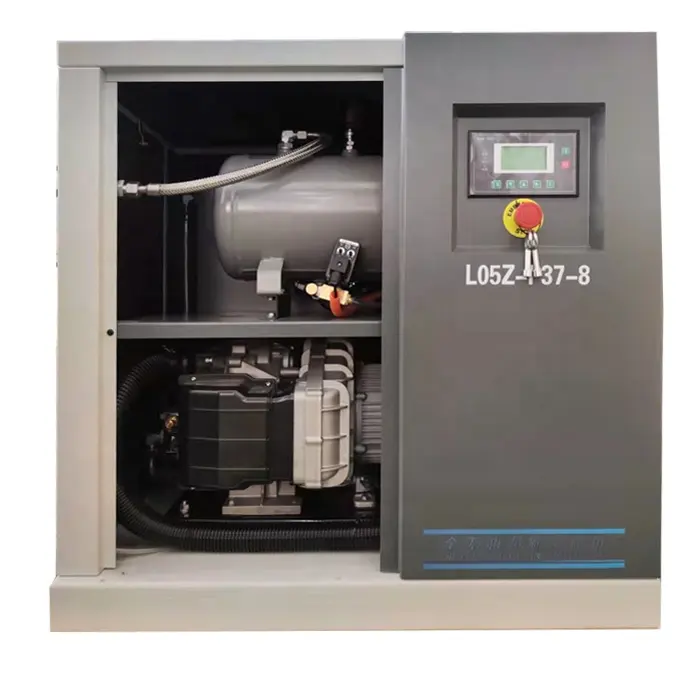 Compresor de aire libre de aceite de desplazamiento Yibang 5.5KW 7.5hp 510L/min 8bar 380V 50HZ Potencia de imán permanente 24L Tan kwith Membrana de polímero