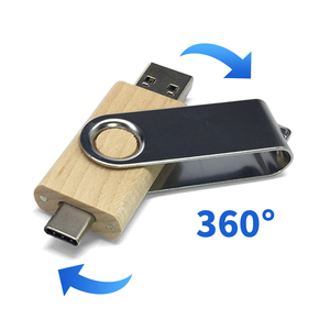 USB C 16g旋转木制竹制USB闪存驱动器定制徽标32g C型高速USB驱动器 - Product Image 2