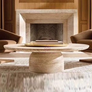 Cao cấp màu be travertine Bàn cà phê thiết lập sang trọng hiện đại cho nội thất cao cấp Vòng bảng thiết kế - Product Image 3