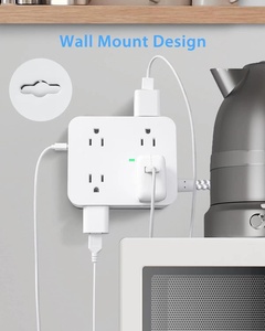 ETL sertifikalı çok fiş çıkış genişletici dalgalanma koruyucusu ev 2A için güç şeridi düz fiş duvara montaj USB şarj istasyonu - Product Image 6