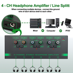 Factory Price H6 Professional <strong>6</strong> Channels Stereo Headphone Amplifier Portable Monitoring Compact USB <strong>Audio</strong> <strong>Interface</strong> - Product Image 3