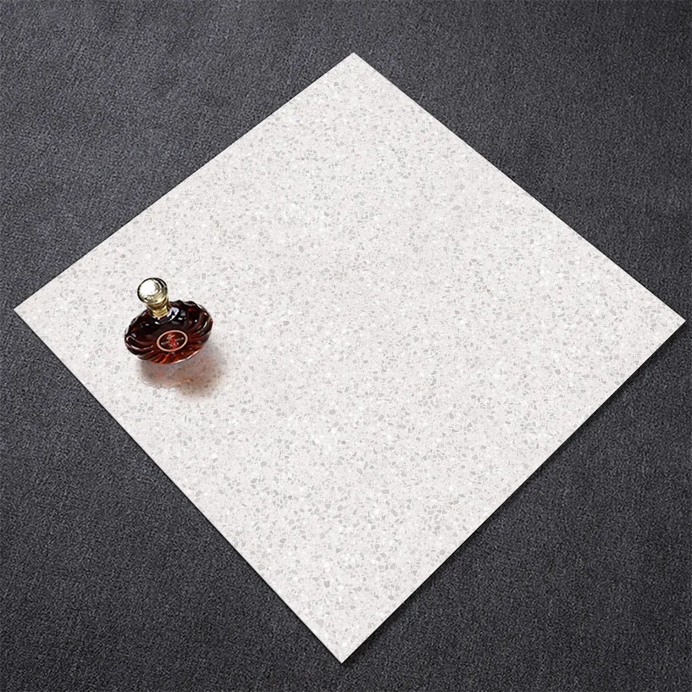 Китайская фабрика, дешевая цена, бетонная керамическая плитка серии терраццо, 600x600, светло-бежевая матовая керамическая плитка с терраццо