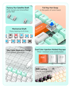 Directo de fábrica, Mini teclado ultrafino para juegos con cable, 68 teclas, retroiluminación RGB múltiple, impermeable, para ordenador, para juegos con cable - Product Image 2