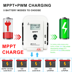 10A 20A 30A 40A 50A 60A Mppt Pwm Solars teuerung 12V 24V Auto regler Regler Solar panel Batterie lades teuerung - Product Image 2