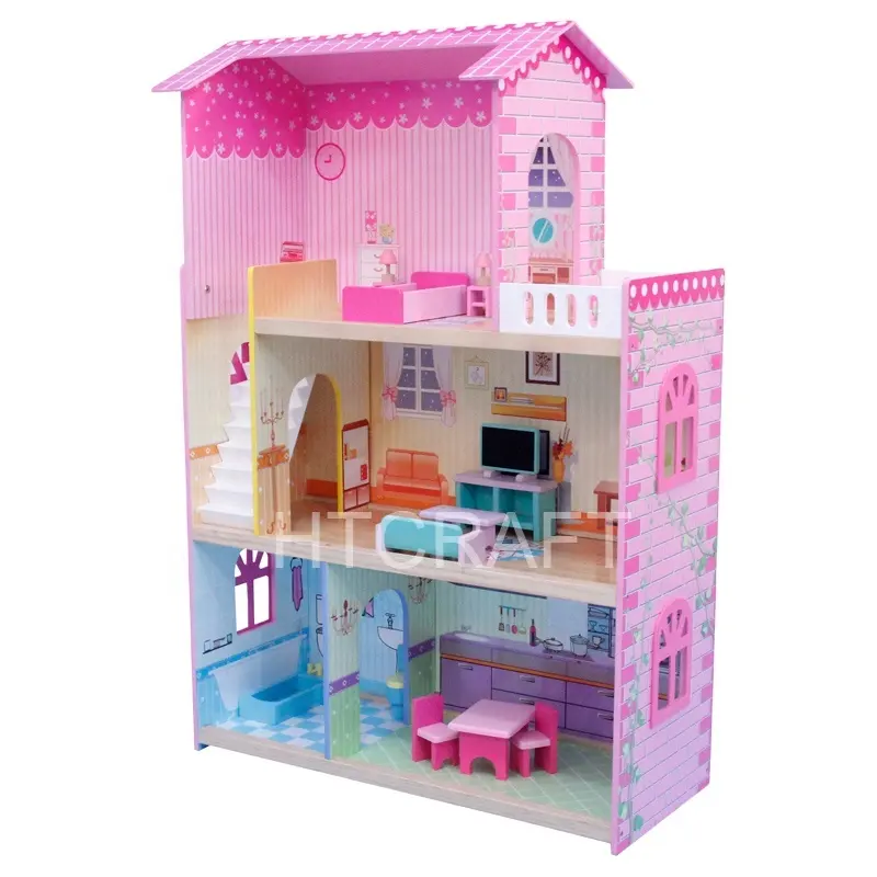 DH611 Stylish Miniature Doll house Furniture For Little Girls, Wholesale Wood Craft Dolls Furtnirture