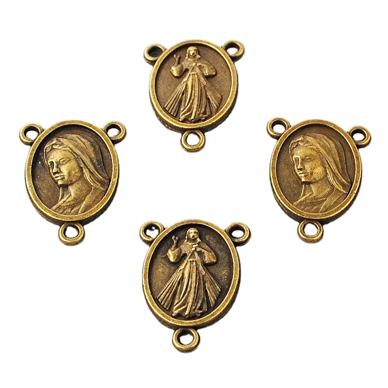 Accessoires d'art catholique, pièces centrales, en Bronze Antique plaqué, centre de table pour la fabrication de chapelet