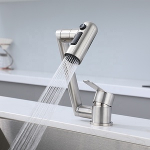 Phần Ngắn Gấp Bồn Rửa Nhà Bếp Vòi Nước 304 Thép Không Gỉ Nóng Lạnh Phổ Chậu Rửa Giặt Bồn Rửa Tap - Product Image 1