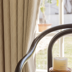 Nhà Máy Bán buôn Cửa Sổ Màu Be Jacquard màn rèm vải polyester nổi Rèm vải cuộn - Product Image 3