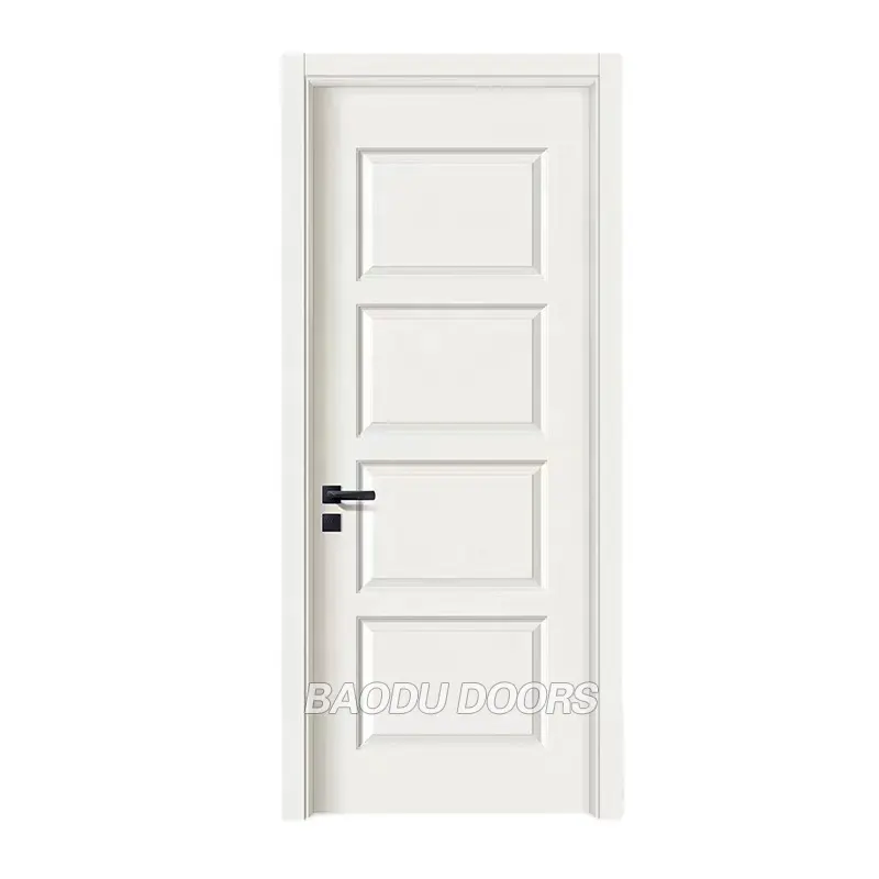 Puertas de madera para interiores, puertas de losas interiores precolgadas de núcleo sólido moderno de alta calidad, puerta empotrada color blanco para casa