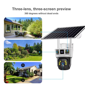 PEIVSO V380 VTS01 tres pantallas 4MP Solar y funciona con batería CCTV WiFi IP PTZ Cámara CMOS Sensor alarma lente con sirena incorporada - Product Image 6