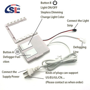 Sensor de atenuación táctil dual LED inteligente con fuente de alimentación incorporada Control de 24W de color simple/tres con función de desempañado - Product Image 2