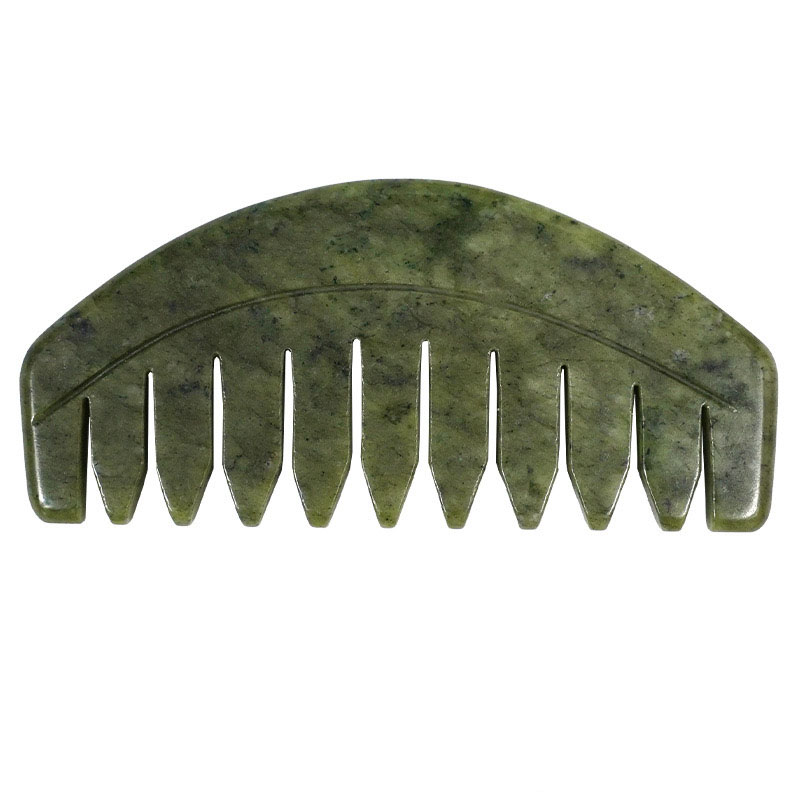 Peigne Gua Sha en jade vert foncé