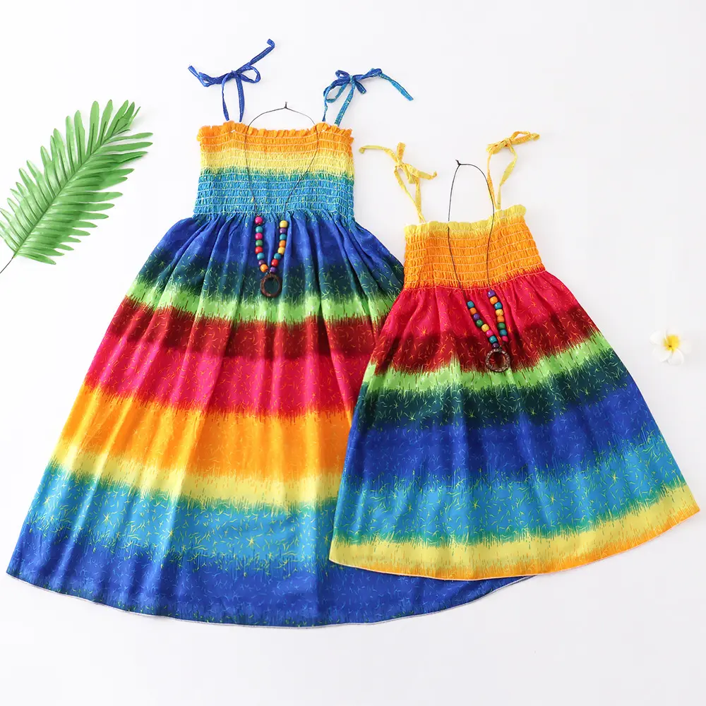 Großhandel Schlussverkauf neues Muster Mädchenkleid Boutiquen Sommer Blumendruck weich ärmellos Baby Mädchen Schlinge Kleid tägliche Kleidung