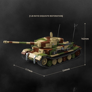 高品质1/28 1498pcs WW2军用老虎德国装甲重型战斗坦克模型套件收集装甲车辆积木 - Product Image 3