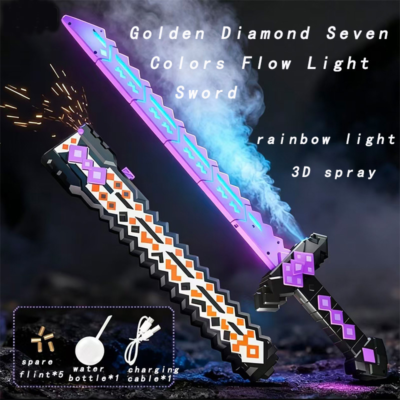 Épée Lumineuse Fluide Sept Couleurs Diamant Doré 2