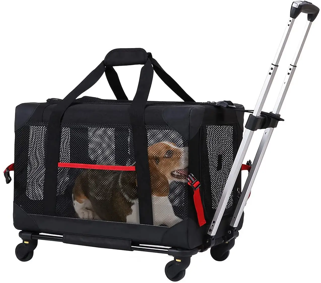 OEM-carrito de viaje portátil para gatos y mascotas, carrito desmontable de gran tamaño con ruedas, bolsa de viaje, venta al por mayor