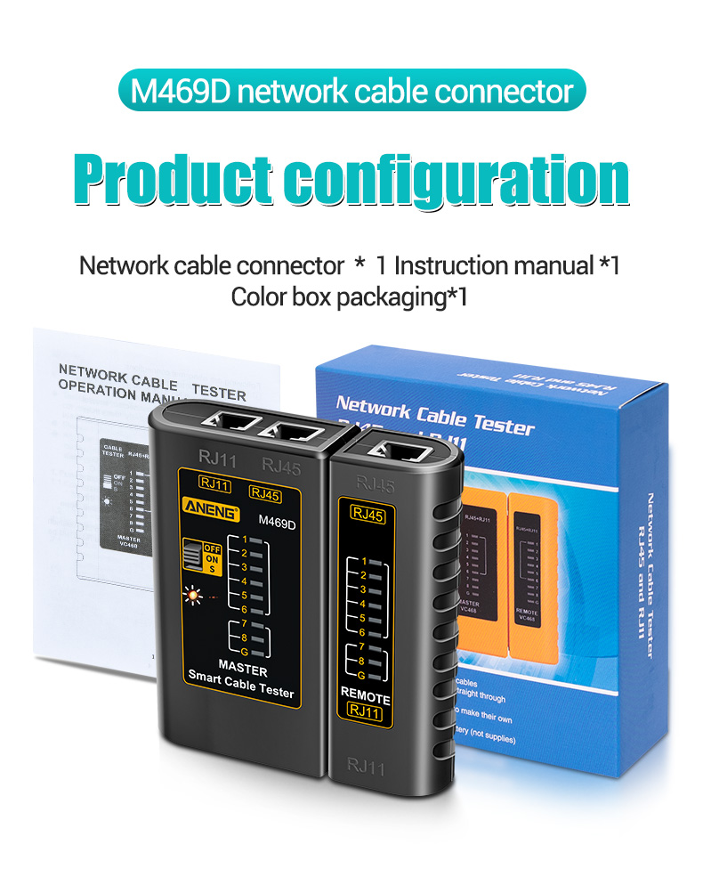 ANENG M469D RJ45 Cable lan tester Network Cable Tester RJ45 RJ11 RJ12 CAT5 UTP LAN Cable Tester Networking Tool network Repair