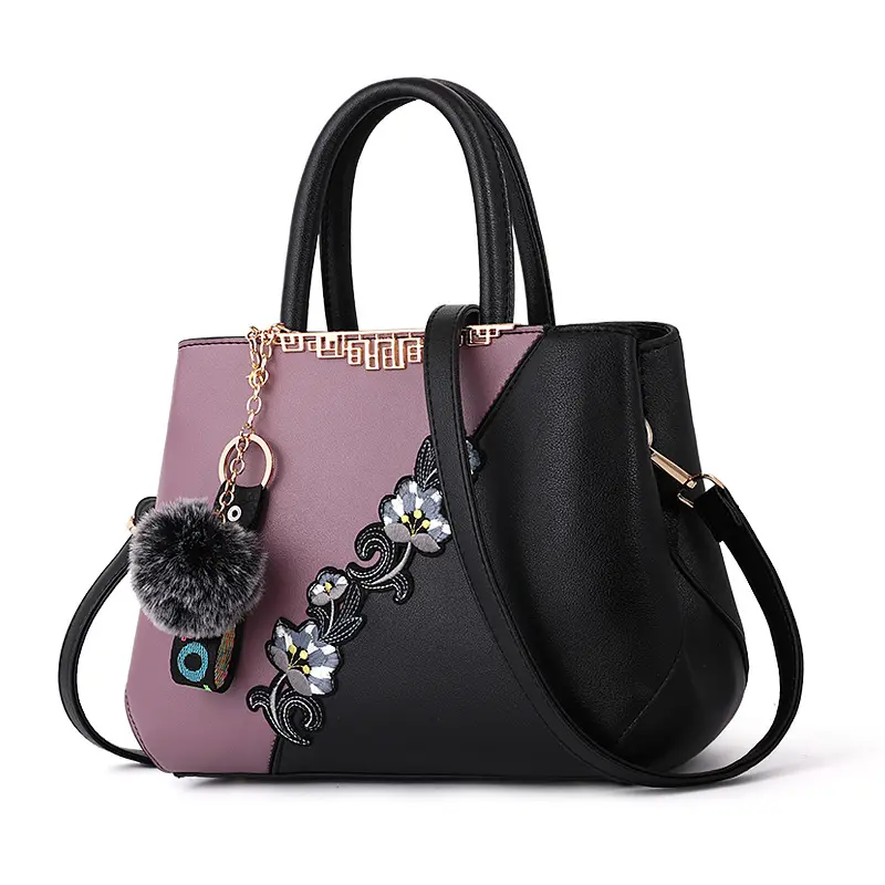 DL081 36 grosir tas bahan PU Fashion tas Tote wanita bahu besar tas tangan bordir wanita