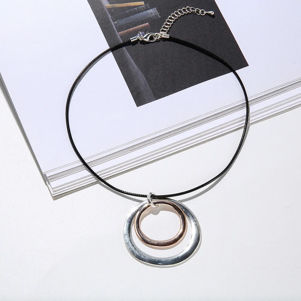 TongLing-collar de plata de primera ley con forma de cuerda para mujer, collar, Gargantilla, plata esterlina, círculo doble