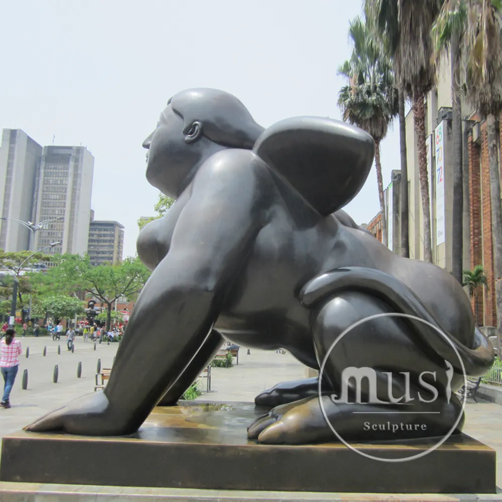 MUSI Fama Jardim Arte Metal Mulher nua Botero Escultura de Bronze Mulher gorda Estátua de Bronze