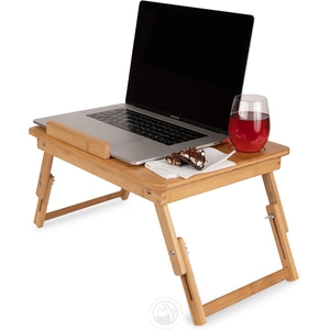 Adjustable Bamboo Laptop Desk Foldable Bed Breakfast <strong>Table</strong> with <strong>Computer</strong> Tray for Home Office Use - Product Image 3