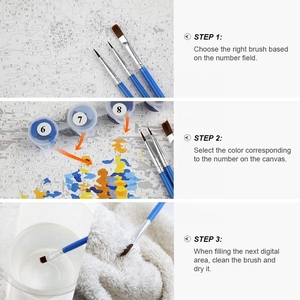 ชุดภาพเขียนสีน้ำมันแบบ DIY ทันสมัยพร้อมกรอบพิมพ์ลายสัตว์เสือเสือดาวแมวบนผ้าลินินด้วยตัวเลข - Product Image 5