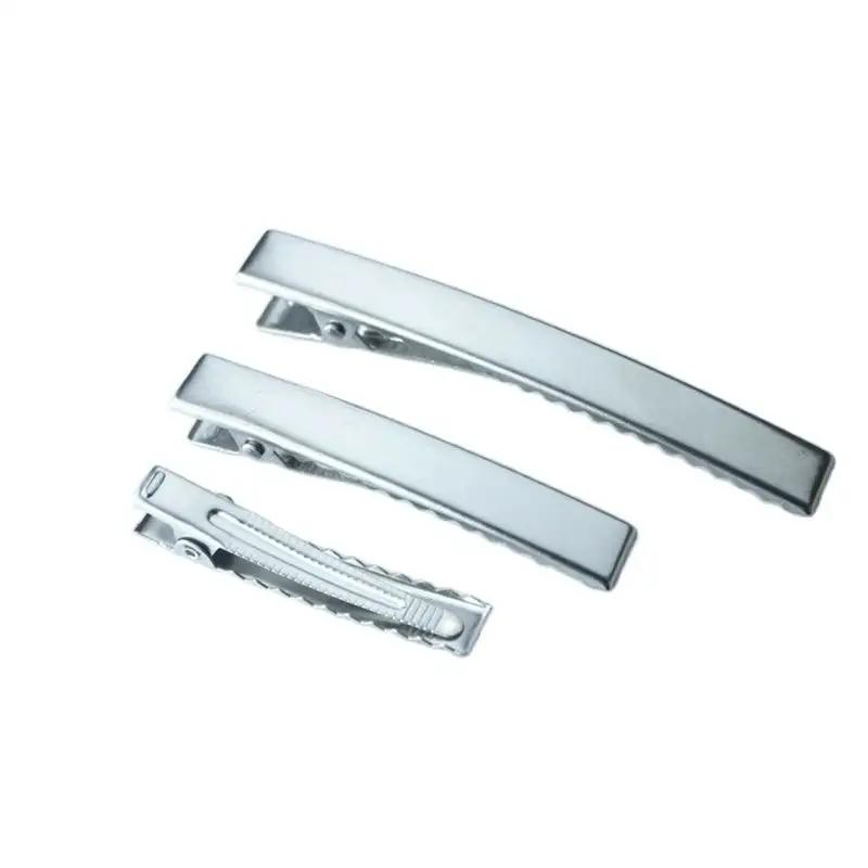 Pinzas de cocodrilo rectangulares de Metal, pasadores de pelo de 4,6 cm, 6cm, 8cm, 304 de acero inoxidable, pasadores de pelo lisos de cocodrilo para bricolaje, lazos para el cabello