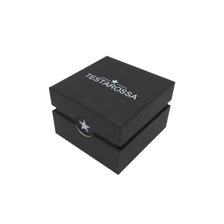 Black card paper boxes watches packaging custom logo lid and base box jewelry packaging flat lid rigid cardboard gift paper box