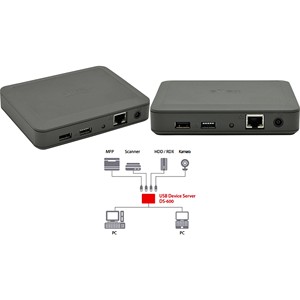 Silex teknolojisi DS-600 Netzwerk USB sunucu LAN (10/100/1000MBit/s), USB-A (USB 3.2 Gen 1), USB-A (U (940910045865) - Product Image 1