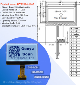Auf Lager GY12864-1062 2,2 Zoll 128x64 COG LCD-Displays ST7567 FSTN 128*64 Grafik display 30-polige parallele Schnitts telle 12864 LCD - Product Image 4