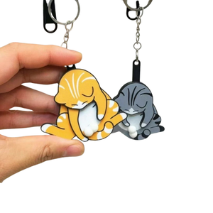 愛らしい3Dプリント猫キーホルダークリエイティブ回転ストレス解消おもちゃバッグとキー加工サービス - Product Image 1