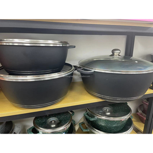 Order Directly Cheap 40cm Cooking <strong>Pot</strong> 6PCS Nonstick Coating Cookware Aluminium Big <strong>Size</strong> Soup <strong>Pot</strong> Set With Glass Lid for Cooking - Product Image 4