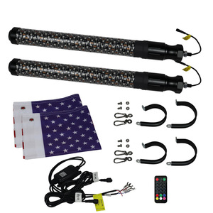 2PC 3FTチェイシング<span class=keywords><strong>LED</strong></span>ファットホイップライト高輝度<span class=keywords><strong>LED</strong></span>、ステアリングブレーキとリバース機能リモートおよびAPPコントロール付き
