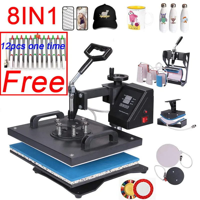 Heat Press Machine Combo Machine Nieuwe Sublimatie Machine T-Shirts Afdrukken 8 In 1 Product 2020 Ce Warmteoverdracht Geleverd 1 Set