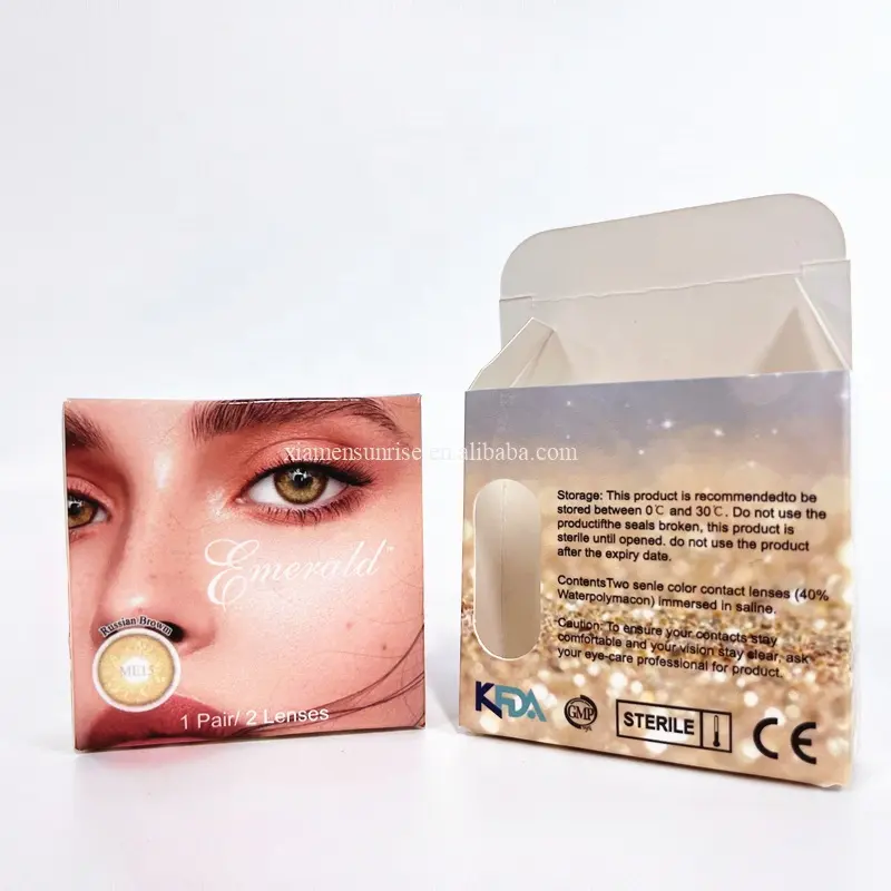 Kotak kertas lensa kontak cetak LOGO kotak lensa kontak warna kertas paket lensa kontak kosmetik