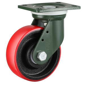 1000kg 8 <strong>Inch</strong> 75mm PU Castor Extra Heavy Duty <strong>Cast</strong> Iron Core Caster <strong>Wheels</strong> for Industrial - Product Image 1